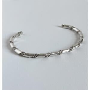 VTG Sterling Silver Cuff Bracelet • Twisted Rope Design • Tested 925 • Unmarked